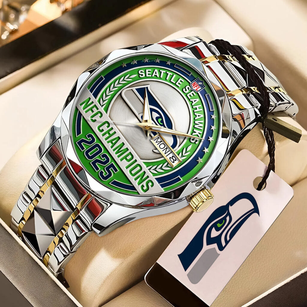 Seattle Seahawks 2025 NFC Champions Alloy Luxury Quartz Watch - TANTN20678