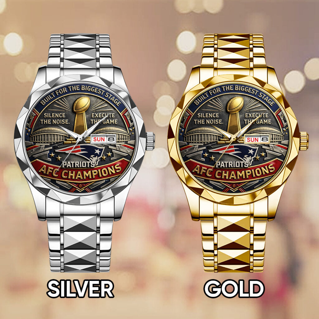 New England Patriots 2025 AFC Champions Alloy Luxury Quartz Watch - TANTN20711