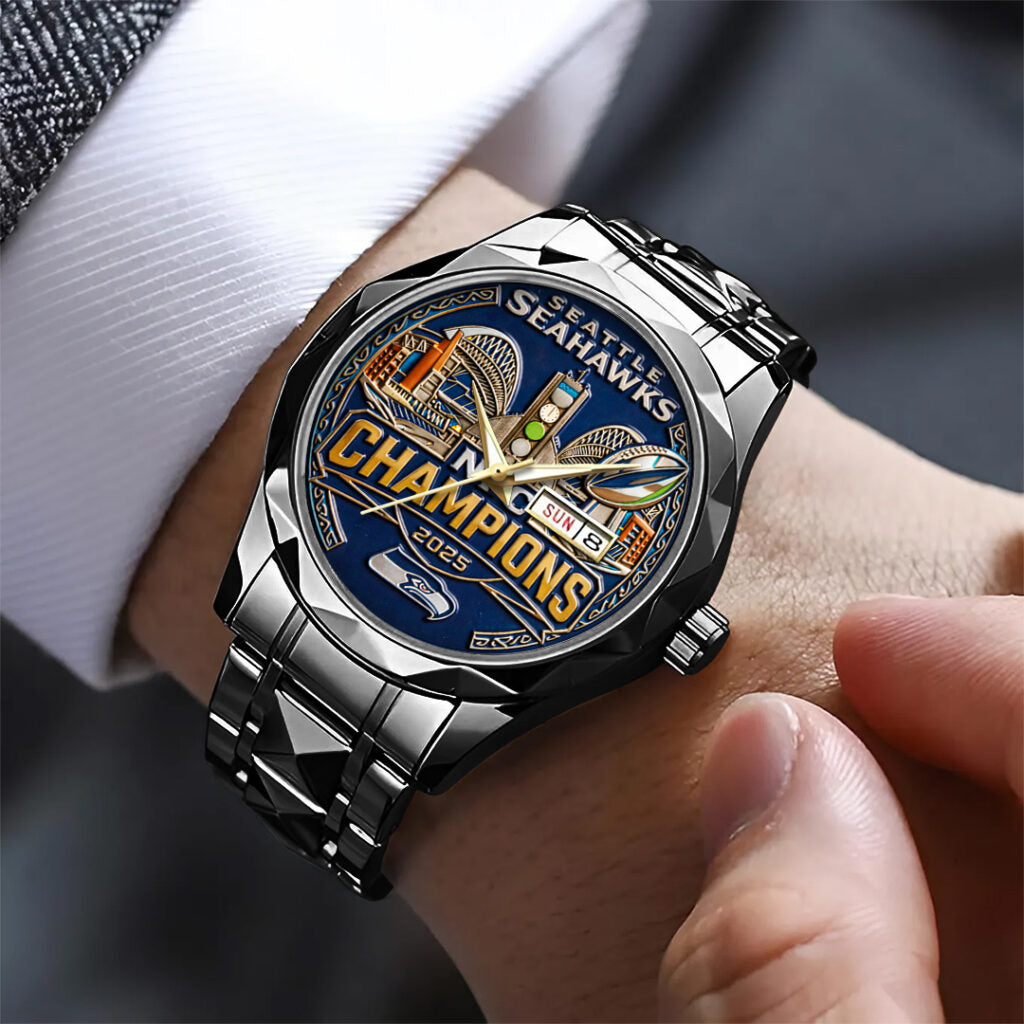 Seattle Seahawks 2025 NFC Champions Alloy Luxury Quartz Watch - TANTN20713