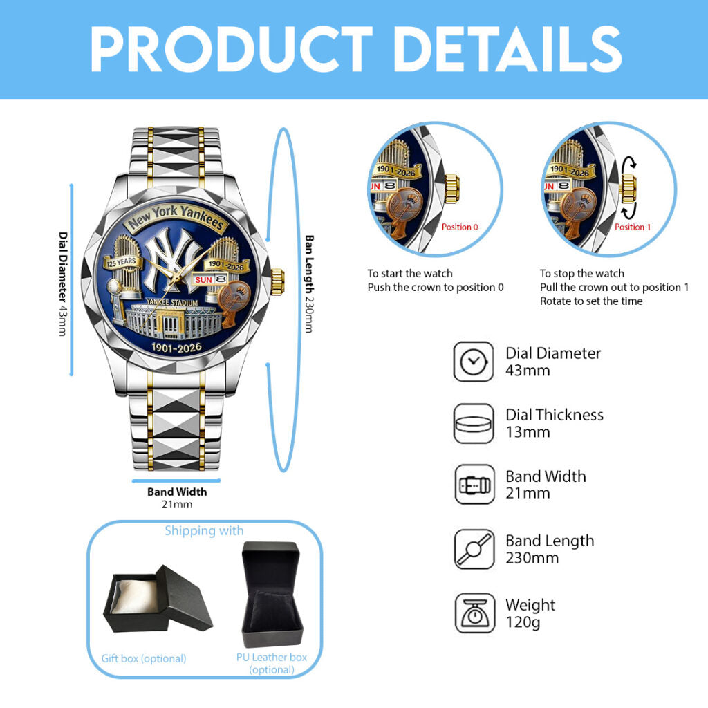 New York Yankees 125th Anniversary 2026 Alloy Luxury Quartz Watch - TANTN20866