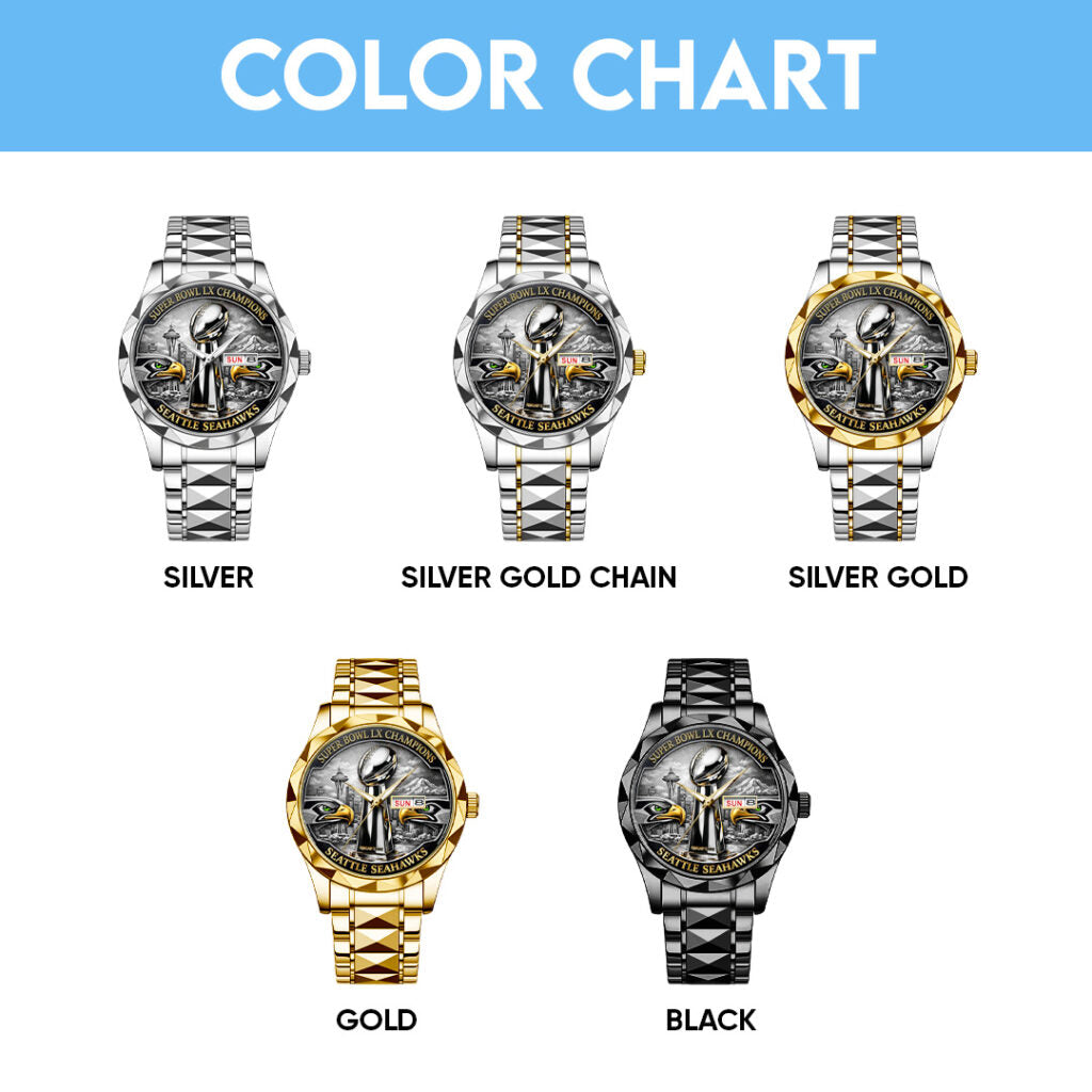 Seattle Seahawks 2025 Super Bowl LX Champions Alloy Luxury Quartz Watch - TANTN21015