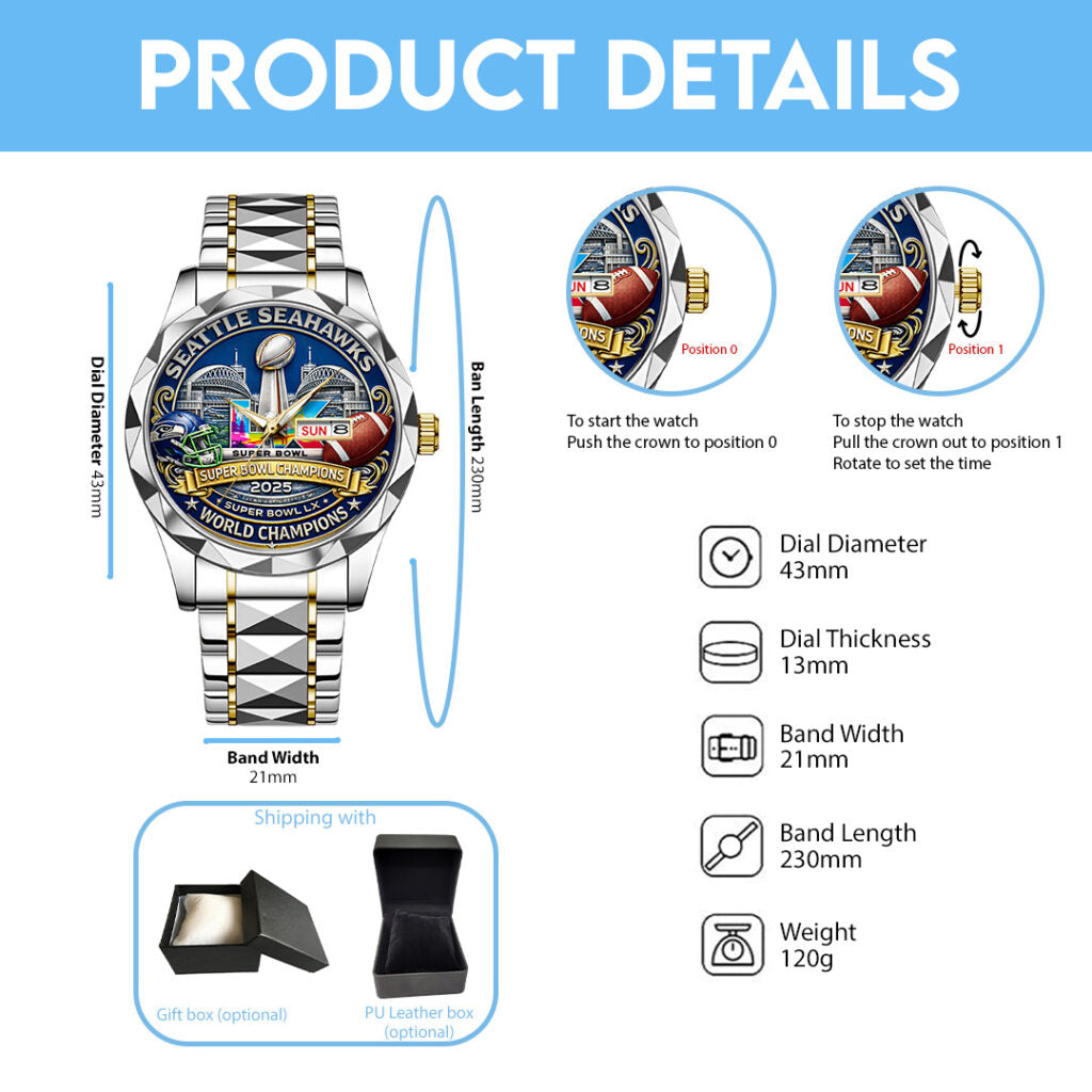 Seattle Seahawks 2025 Super Bowl LX Champions Alloy Luxury Quartz Watch - TANTN21018