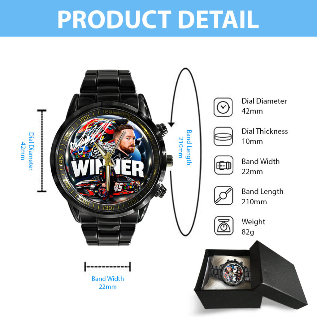 Tyler Reddick 2026 Daytona 500 Champion Black Stainless Steel Watch - TANTN21140