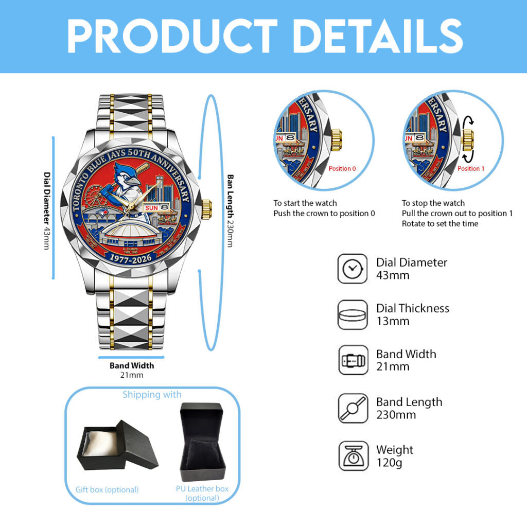 Toronto Blue Jays 50th Anniversary Alloy Luxury Quartz Watch - TANTN21266
