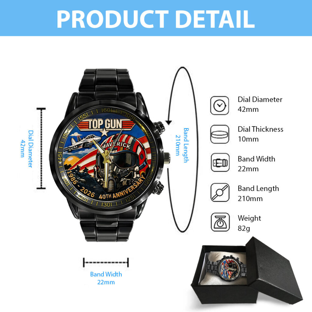 Top Gun 40th Anniversary 2026 Black Stainless Steel Watch - TANTN21293