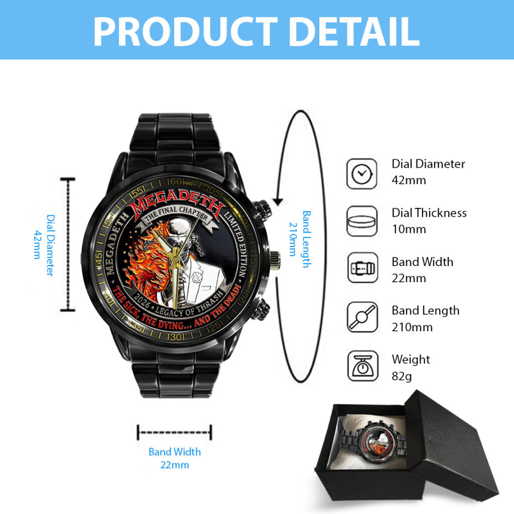 Megadeth Black Stainless Steel Watch - TANTN21458
