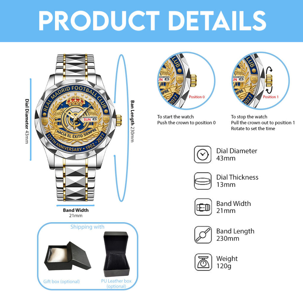 Real Madrid 125th Anniversary Alloy Luxury Quartz Watch - TANTN21595