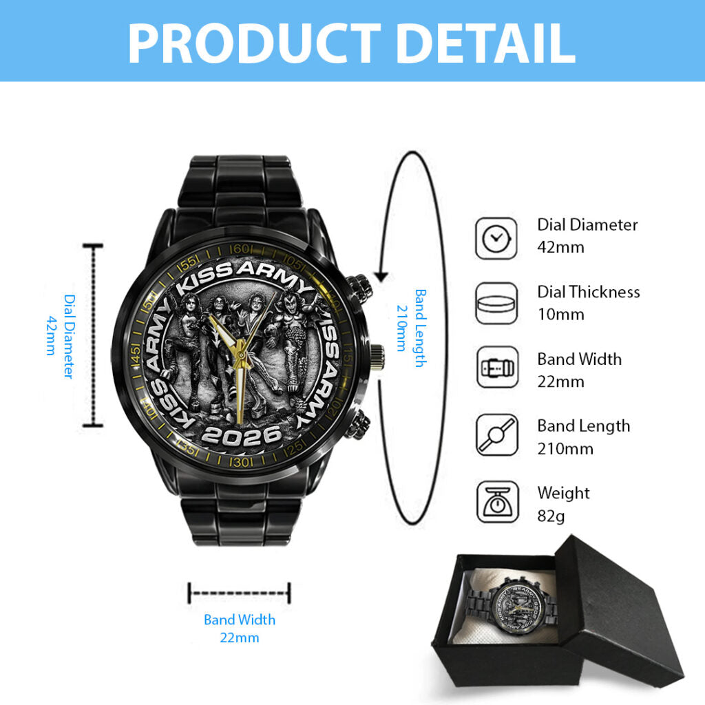 KISS Army Black Stainless Steel Watch - TANTN21694
