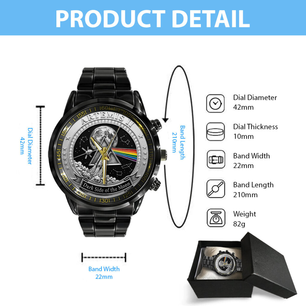 Pink Floyd x Artemis II Black Stainless Steel Watch - TANTN22409