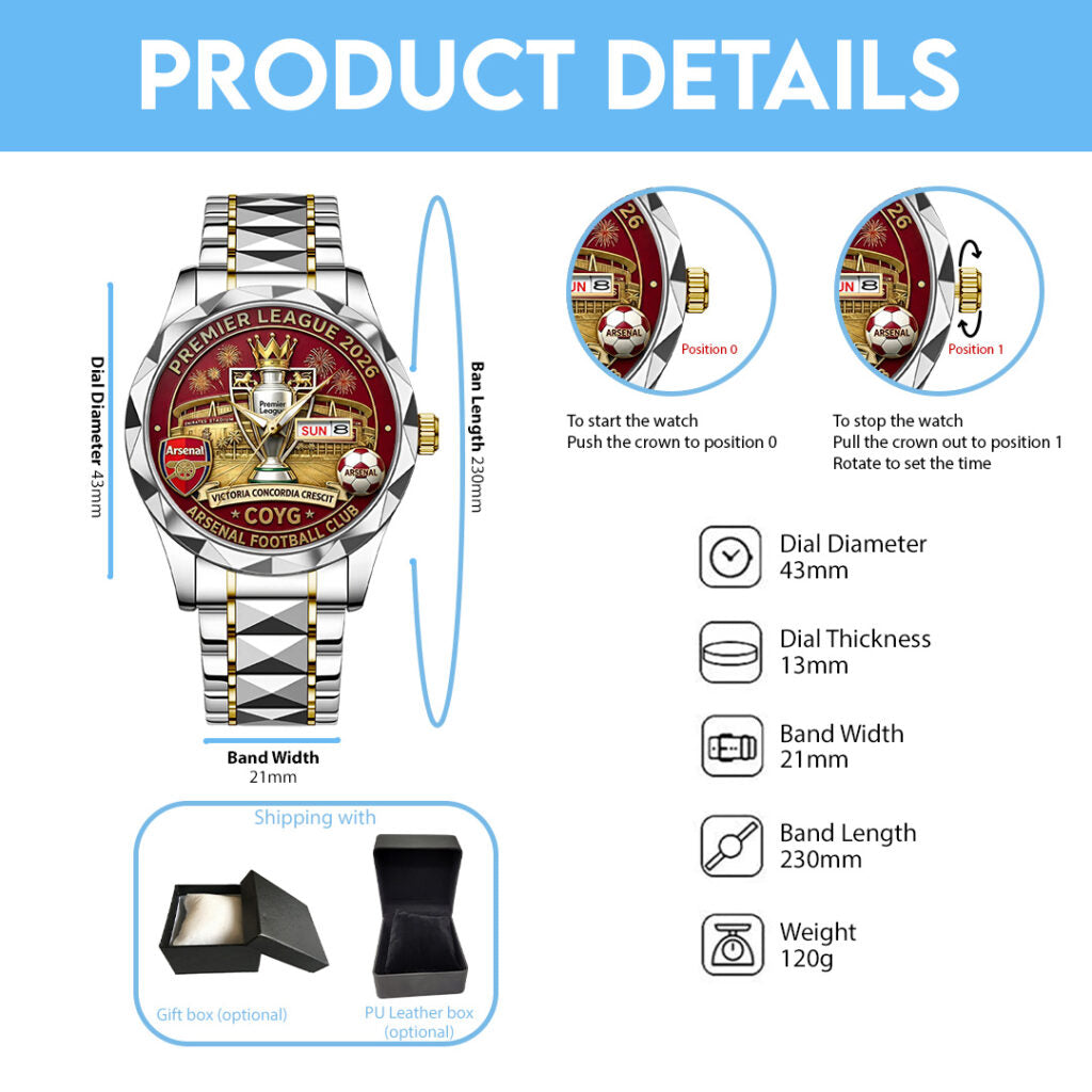 Arsenal FC Premier League Champions 25/26 Alloy Luxury Quartz Watch - TANTN22415