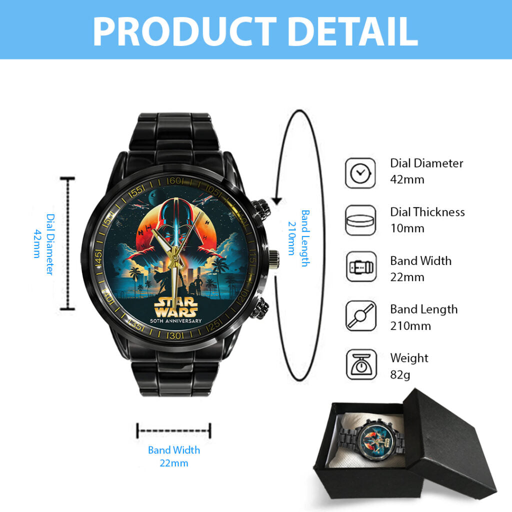 Star Wars 50th Anniversary Black Stainless Steel Watch - TANTN22499