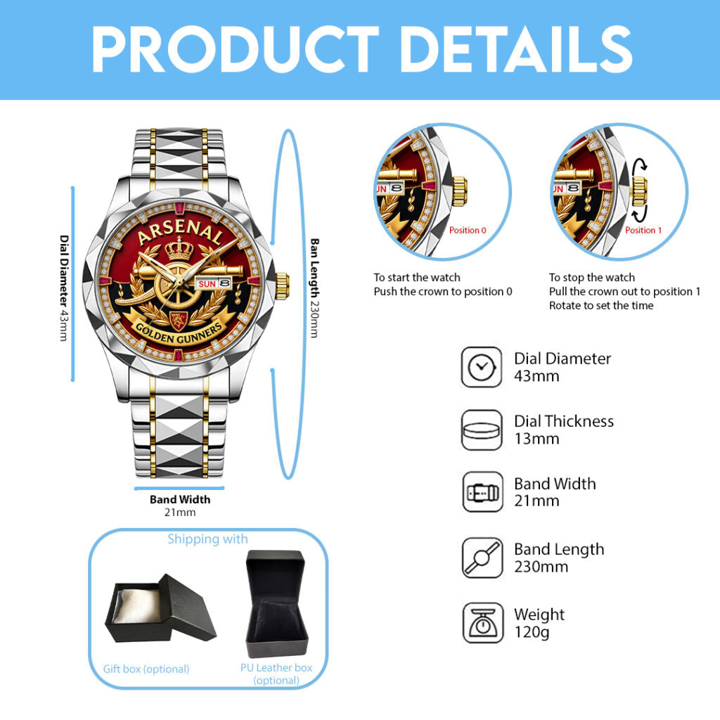 Arsenal FC Alloy Luxury Quartz Watch - TANTN22966