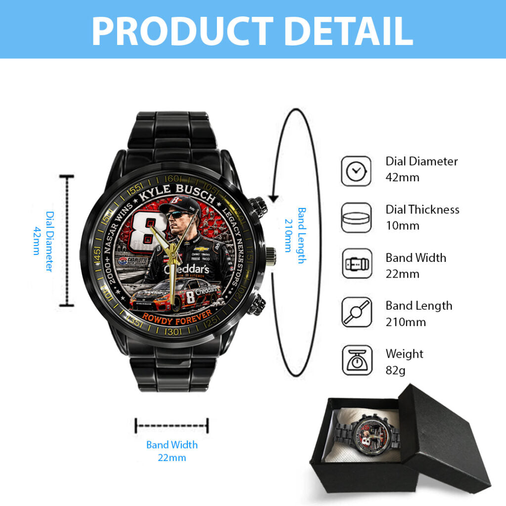 Kyle Busch Black Stainless Steel Watch - TANTN23203