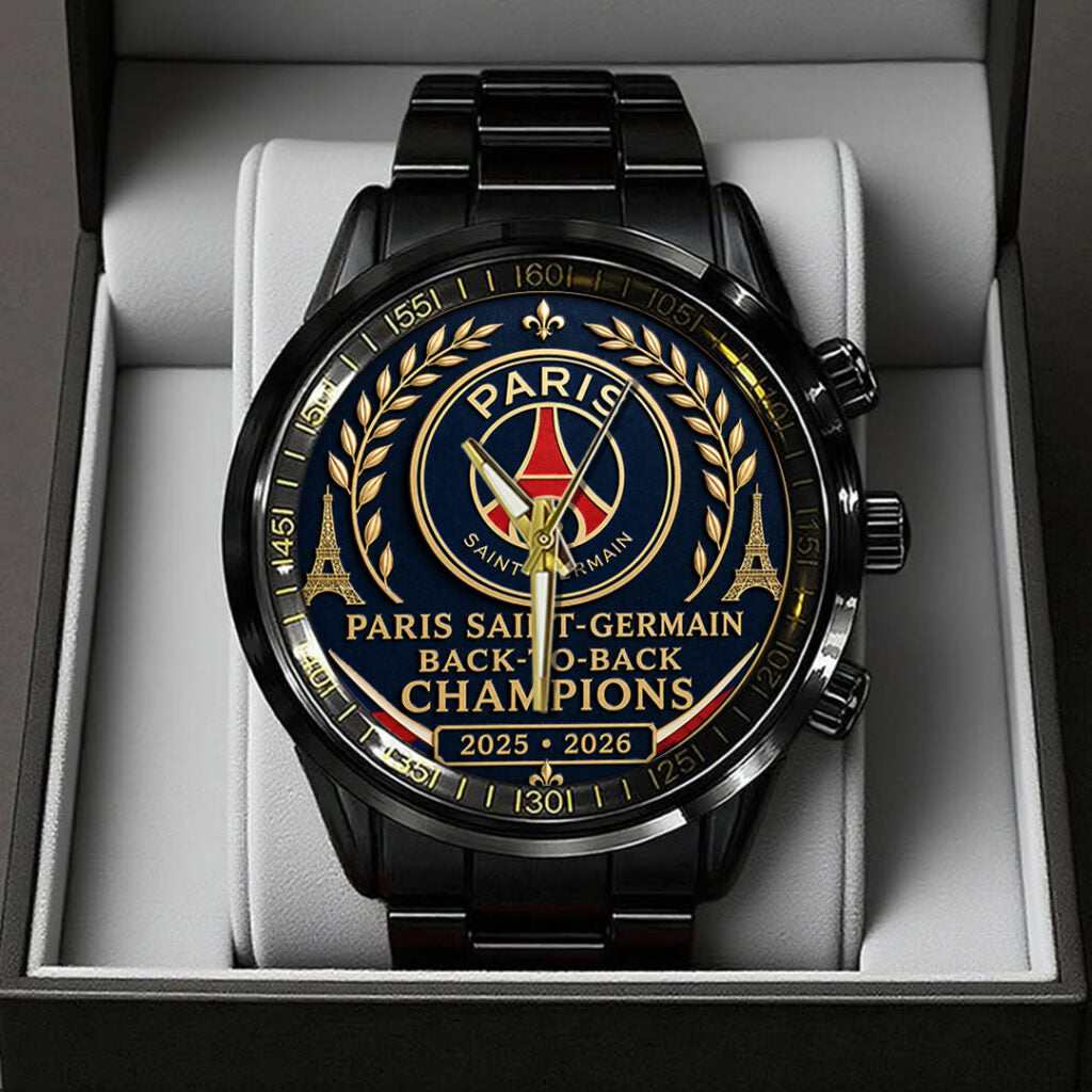 Paris Saint-Germain Champions of Europe 25/26 Black Stainless Steel Watch - TANTN23298