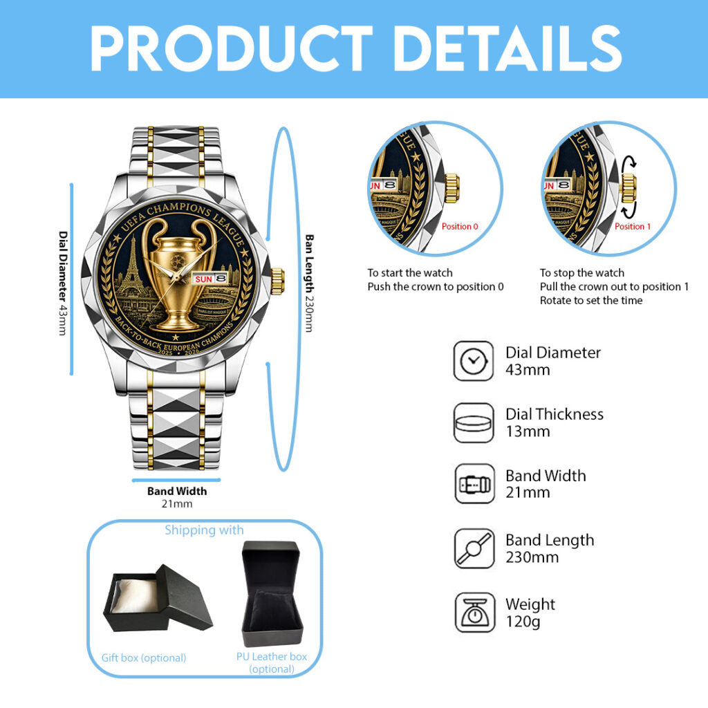 Paris Saint-Germain Champions of Europe 25/26 Alloy Luxury Quartz Watch - TANTN23299