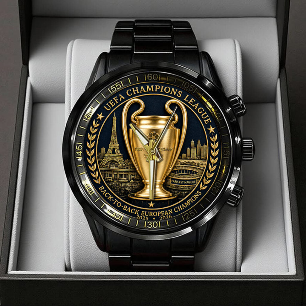 Paris Saint-Germain Champions of Europe 25/26 Black Stainless Steel Watch - TANTN23300