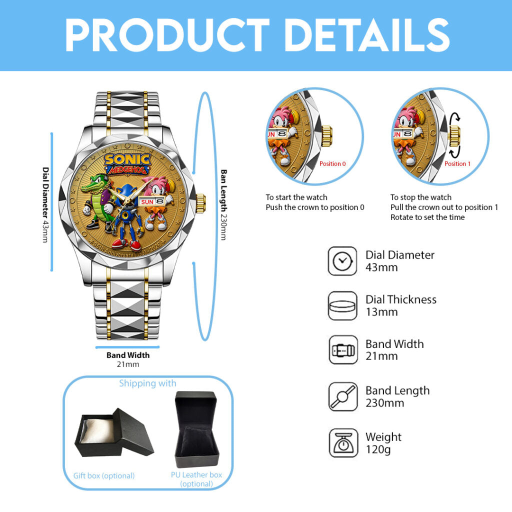 Sonic the Hedgehog 35th Anniversary Alloy Luxury Quartz Watch - TANTN24064