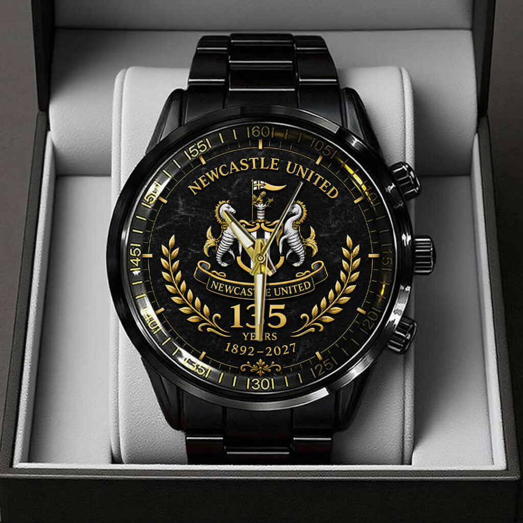 Newcastle United 135th Anniversary Black Stainless Steel Watch - TANTN24183