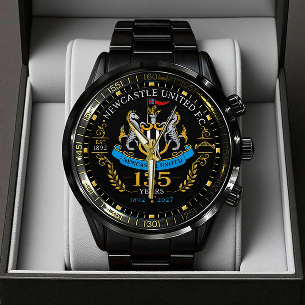 Newcastle United 135th Anniversary Black Stainless Steel Watch - TANTN24185