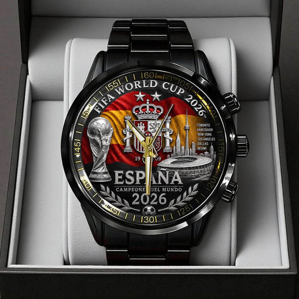 Spain National Team 2026 FIFA World Cup Champions Black Stainless Steel Watch - TANTN24397