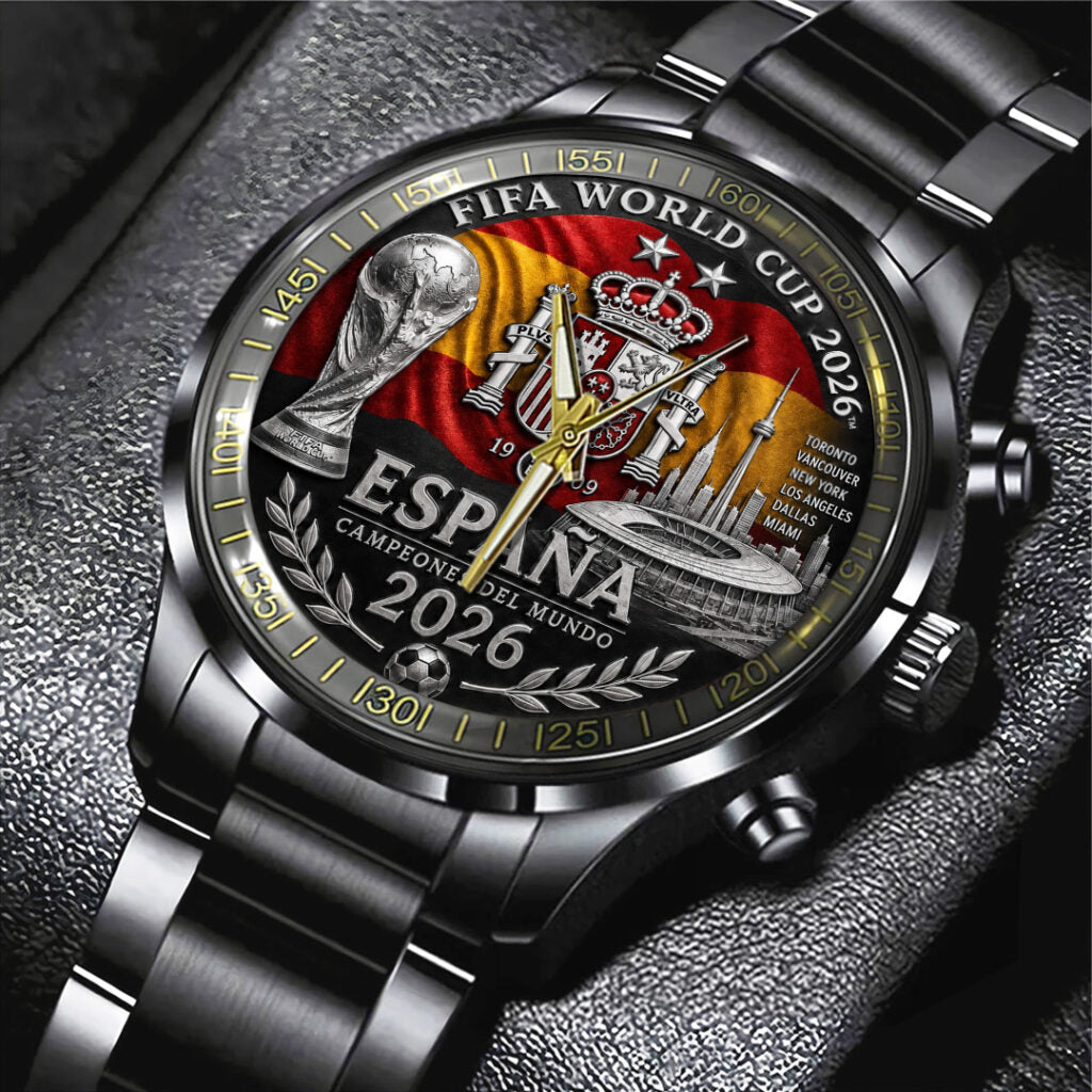 Spain National Team 2026 FIFA World Cup Champions Black Stainless Steel Watch - TANTN24397