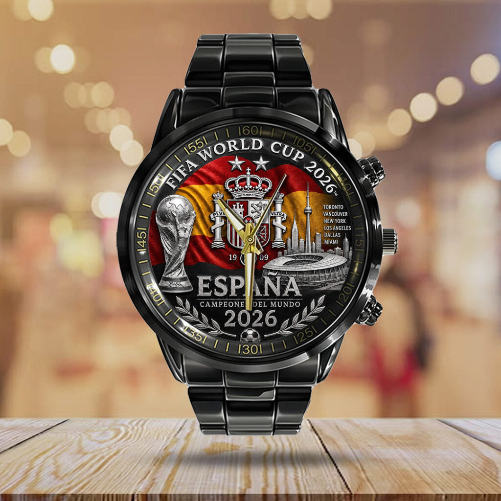 Spain National Team 2026 FIFA World Cup Champions Black Stainless Steel Watch - TANTN24397