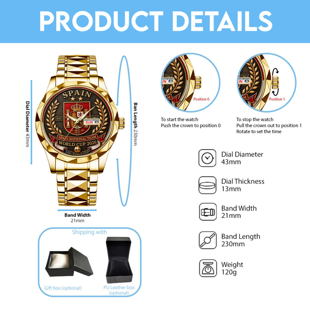 Spain National Team 2026 FIFA World Cup Champions Alloy Luxury Quartz Watch - TANTN24399