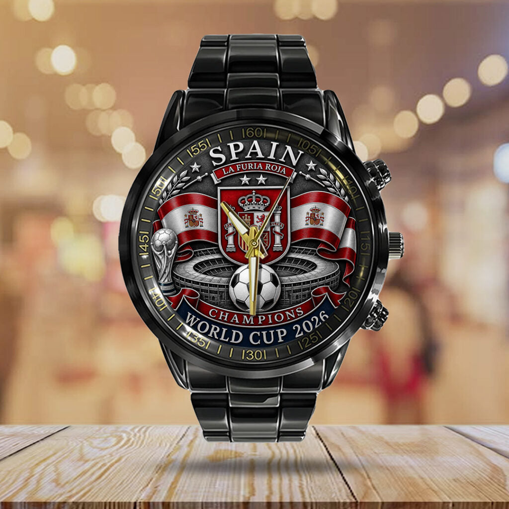Spain National Team 2026 FIFA World Cup Champions Black Stainless Steel Watch - TANTN24402