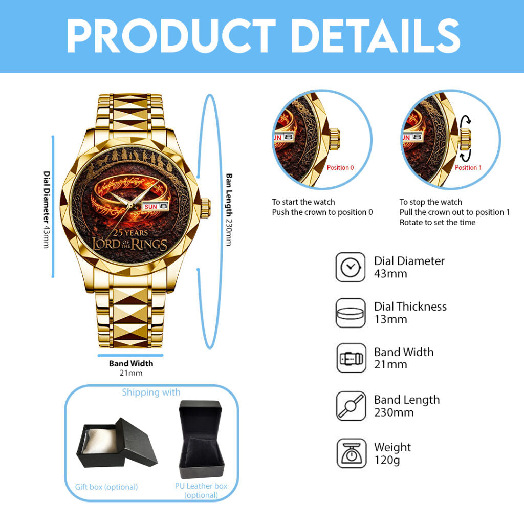 The Lord of the Rings 25 Years Alloy Luxury Quartz Watch - TANTN24797