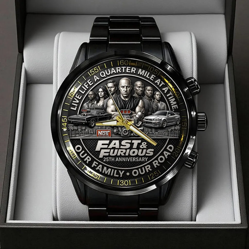 Fast & Furious 25th Anniversary Black Stainless Steel Watch - TANTN24843