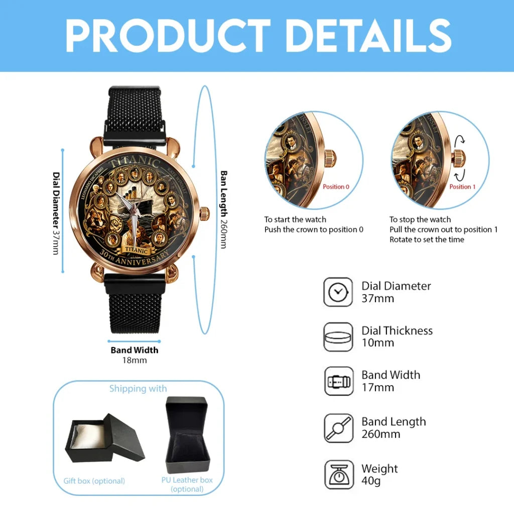 Titanic 30th Anniversary Mesh Strap Quartz Watch - TANTN25316