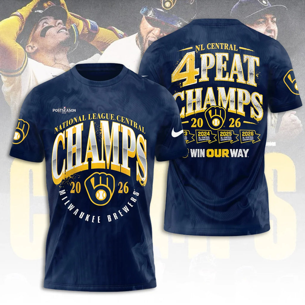 Milwaukee Brewers 2026 NL Central Division Champions 3D Apparel – TANTN25606