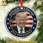 Donald Trump 47th President Christmas Ornament
