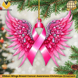 Ribbon Wings Breast Cancer Awareness Christmas Ornament