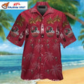 Tampa Bay Buccaneers Aloha Shirt With Palm Trees And Helmets