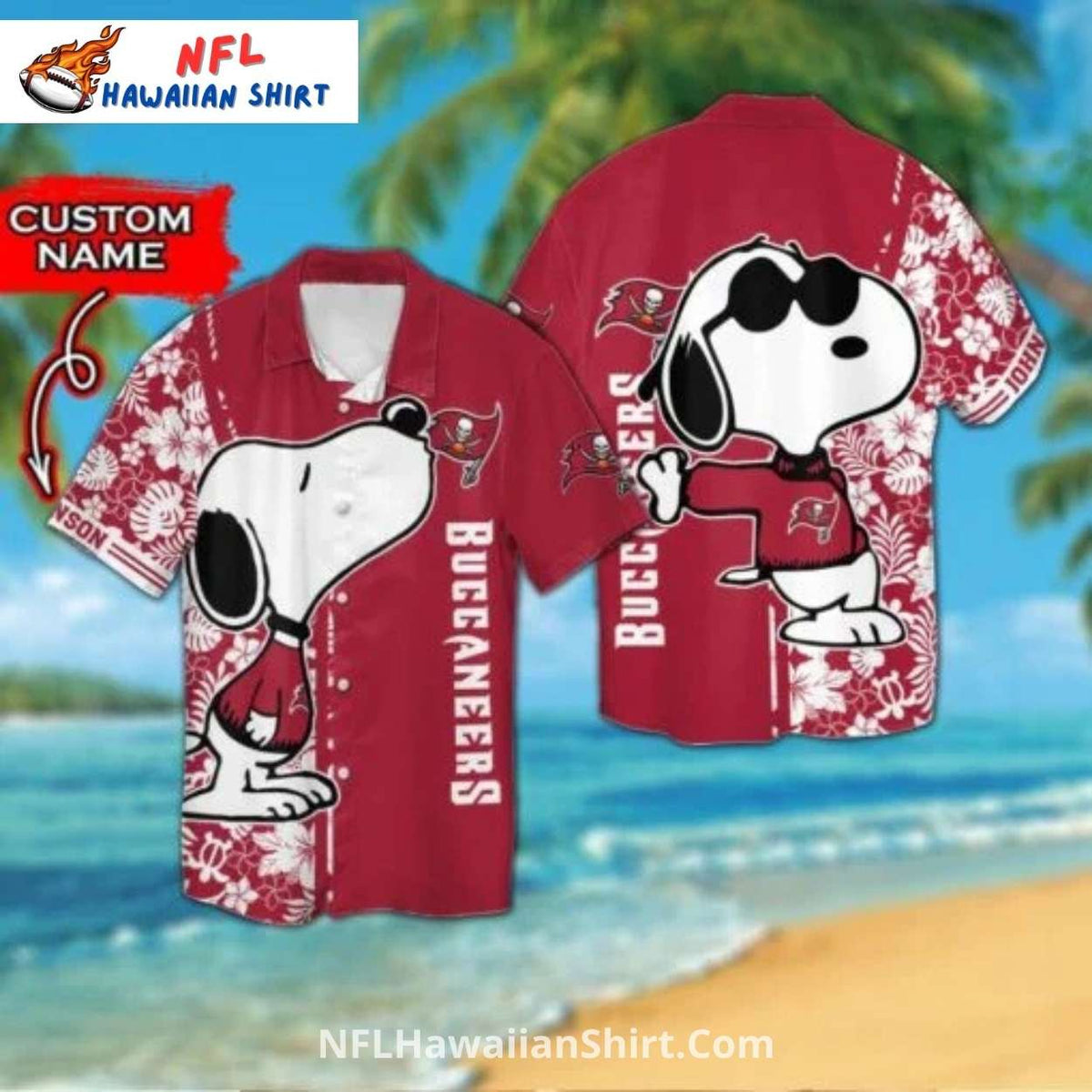 Tampa Bay Buccaneers Custom Name Snoopy Aloha Shirt