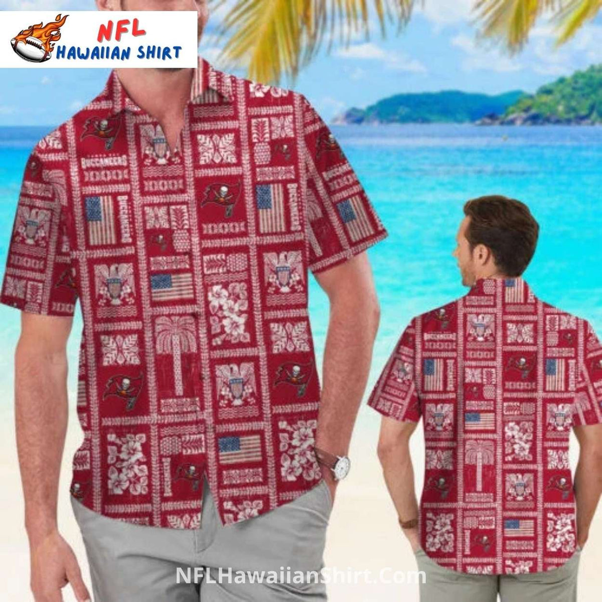 Tampa Bay Buccaneers Patchwork Print Aloha Shirt