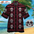 Tampa Bay Buccaneers Skull Pattern Black Aloha Shirt