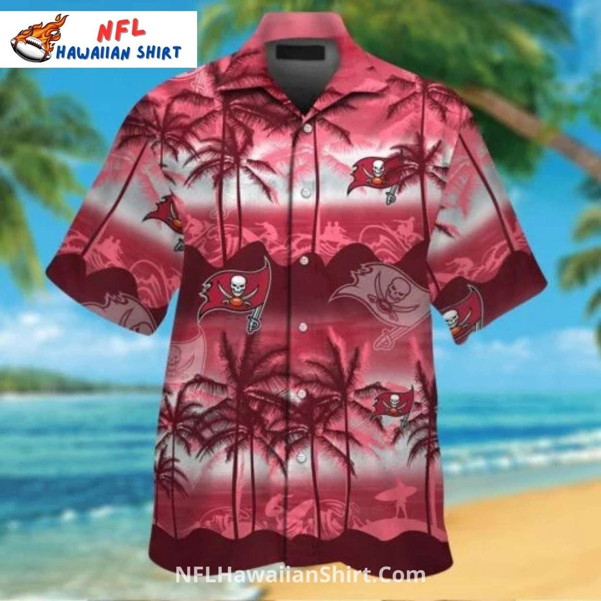 Tampa Bay Buccaneers Sunset Palm Tree Aloha Shirt