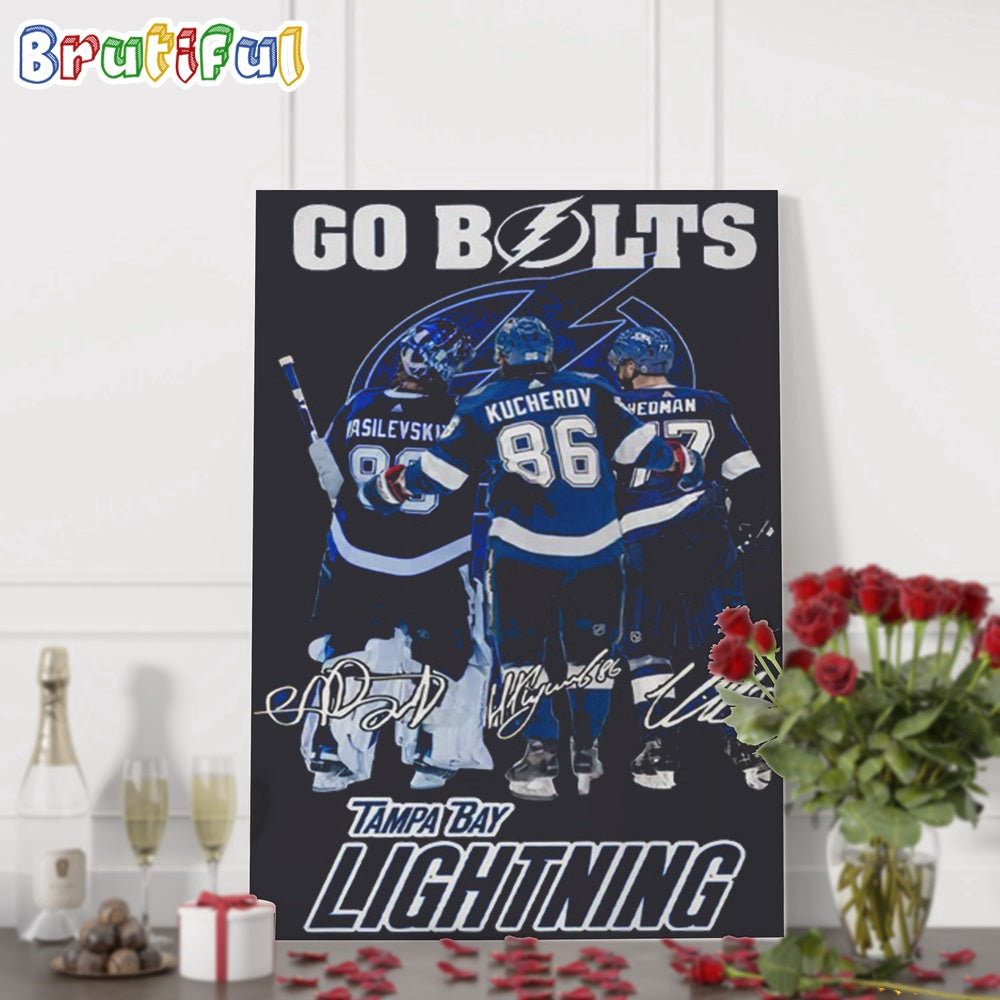 Tampa Bay Lightning Go Bolts Player Signature Wall Art Poster Canvas