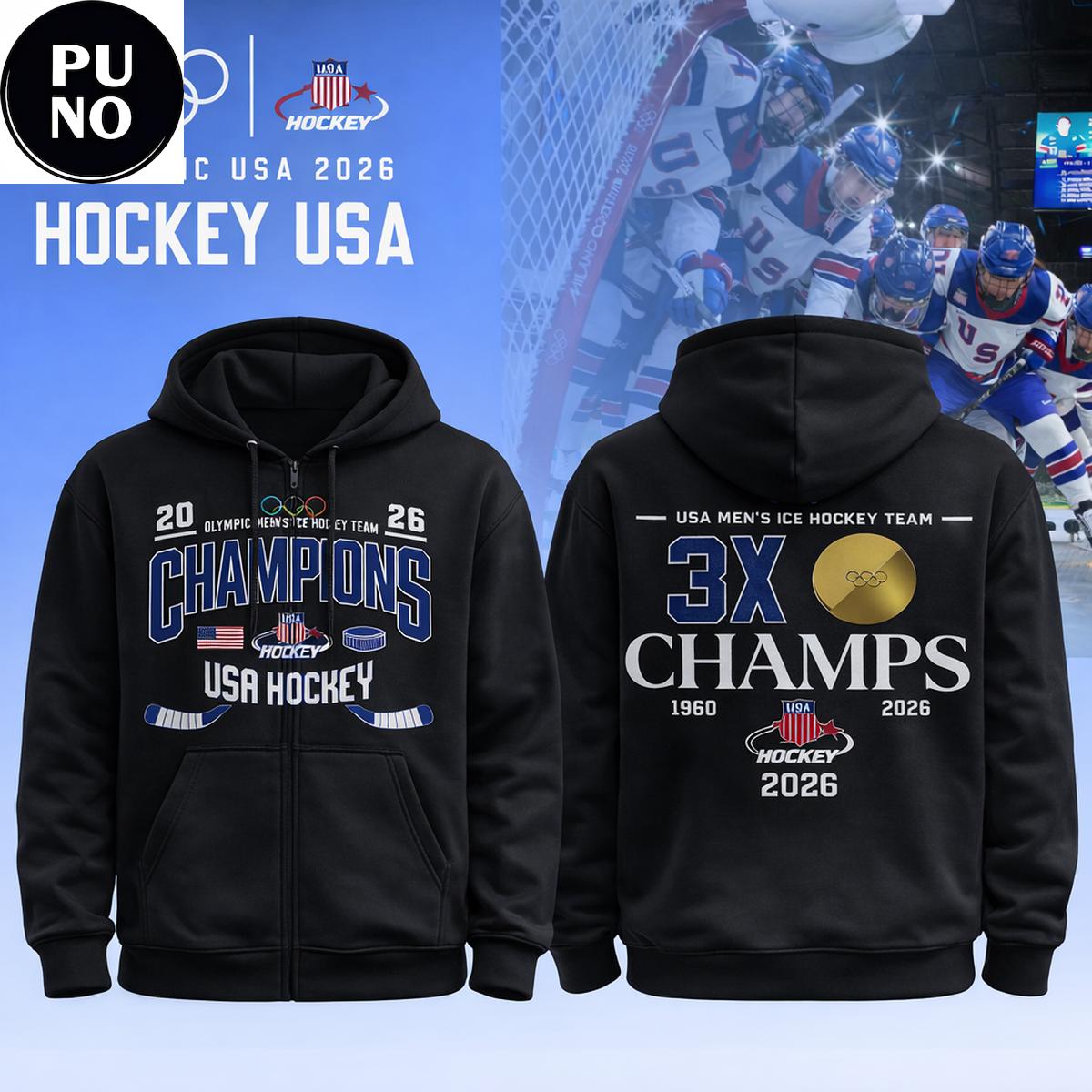 Team USA 2026 Olympic Ice Hockey Champions Celebrate Hoodie T-Shirt