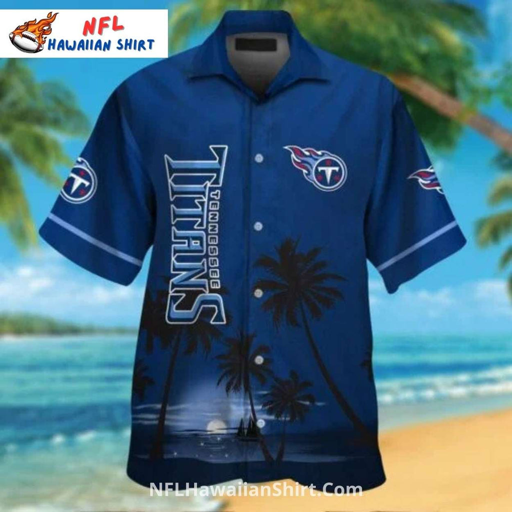 Tennessee Titans Aloha Shirt – Palm Tree Sunset Design