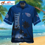 Tennessee Titans Aloha Shirt – Palm Tree Sunset Design