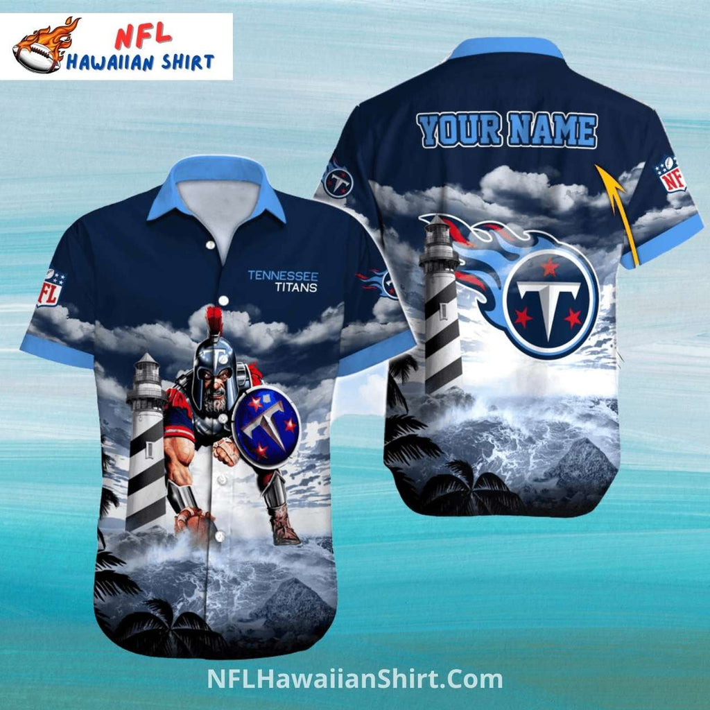Tennessee Titans Aloha Shirt Spartan Warrior Lighthouse Art