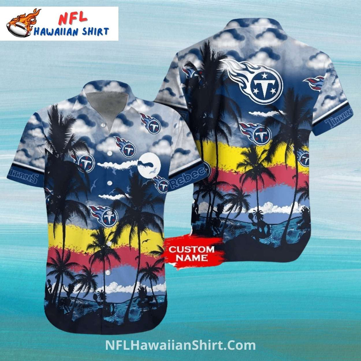Tennessee Titans Aloha Shirt – Sunset Beach And Palm Tree Theme