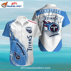 Tennessee Titans Aloha Shirt – White And Blue Football Flames
