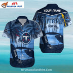 Tennessee Titans Blue Sunset Beach Button-Up Shirt