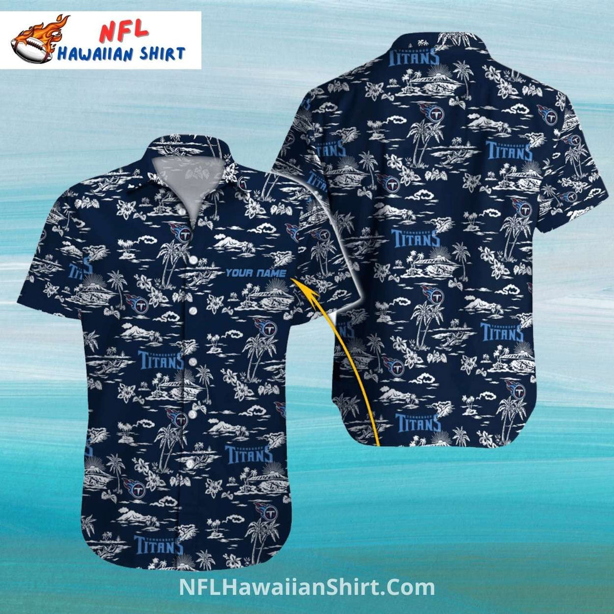 Tennessee Titans Dark Tropical Sketch Aloha Shirt