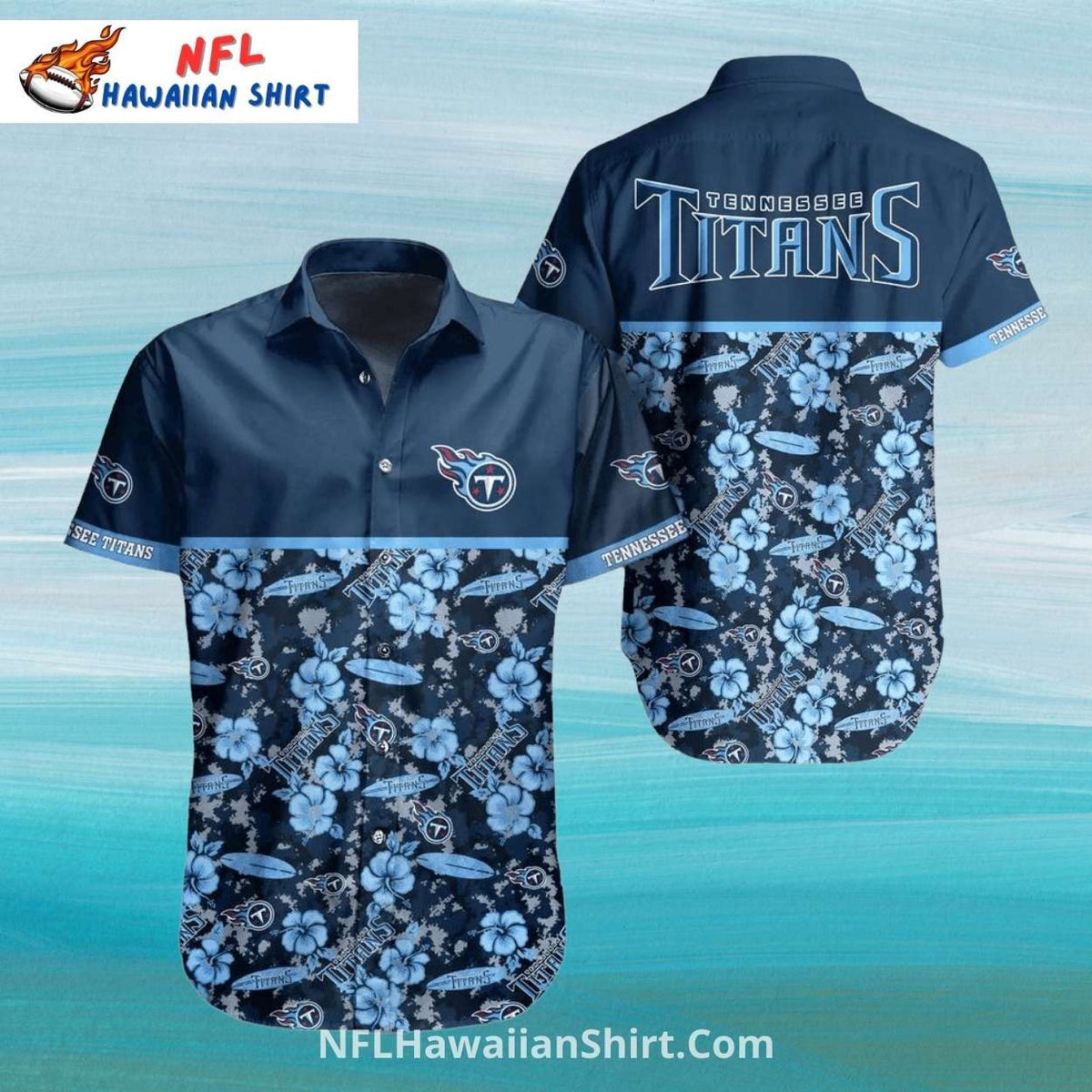 Tennessee Titans Hawaiian Shirt With Blue Floral Pattern
