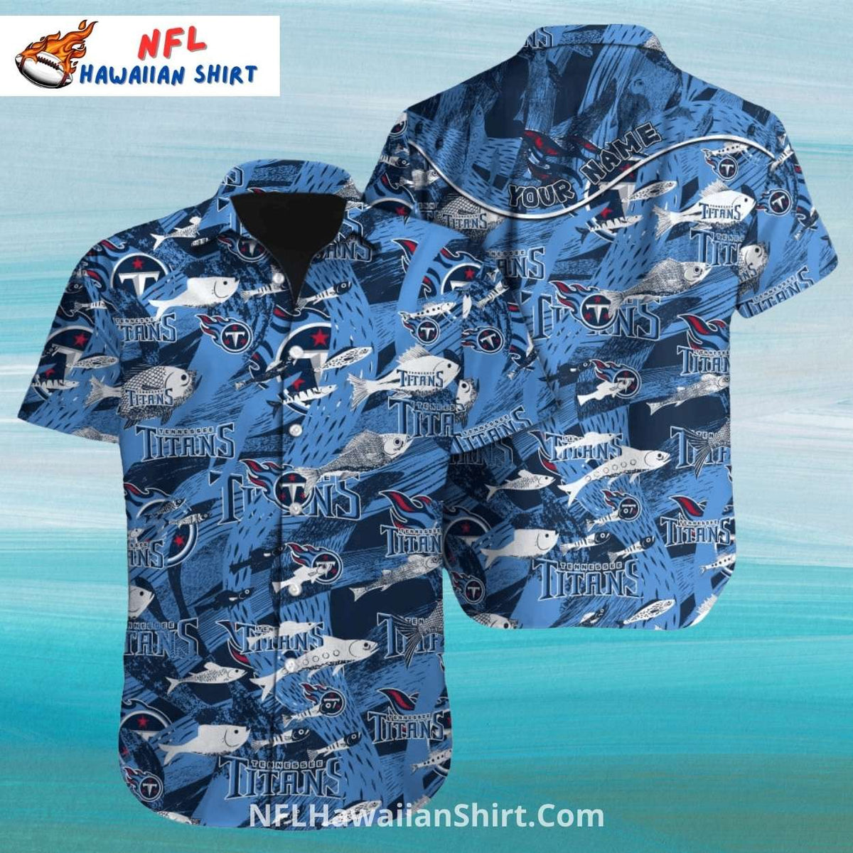 Tennessee Titans Ocean Fish Pattern Aloha Shirt